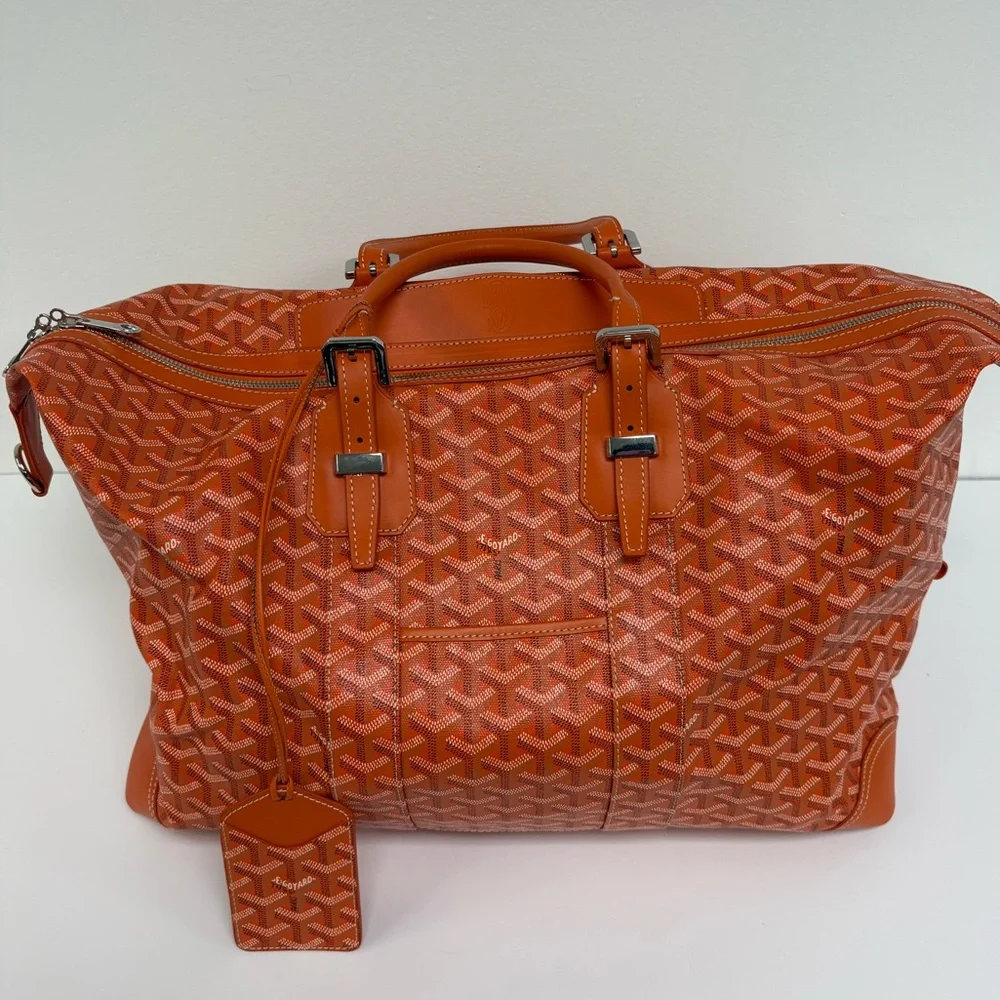 Goyard Orange Patterned Duffel with Leather Trim - Picture 1 of 4